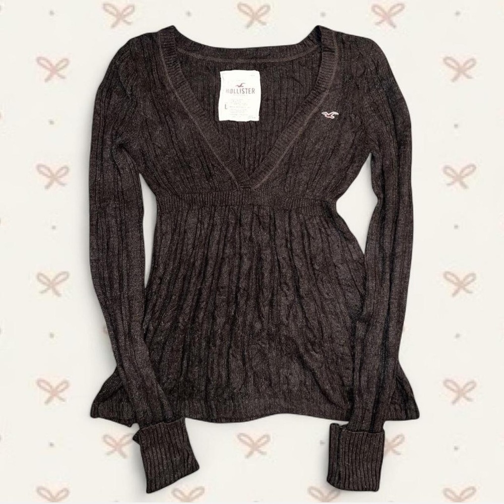Rare Y2K Hollister Brown Babydoll Sweater-Size L